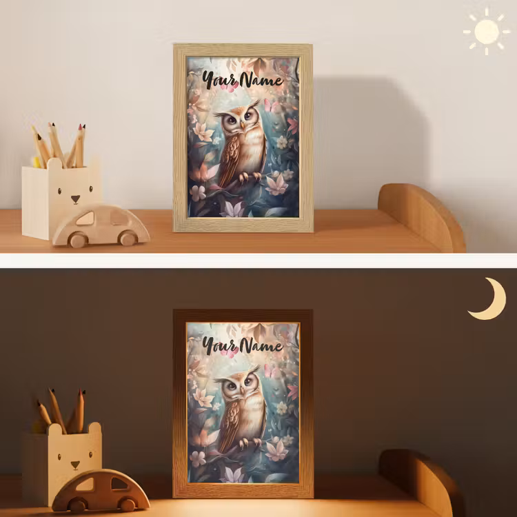 Uil - Bos - Bloemen - Vlinders Light Box met kabel (Kinderlampje) klein -sfeer3_kind
