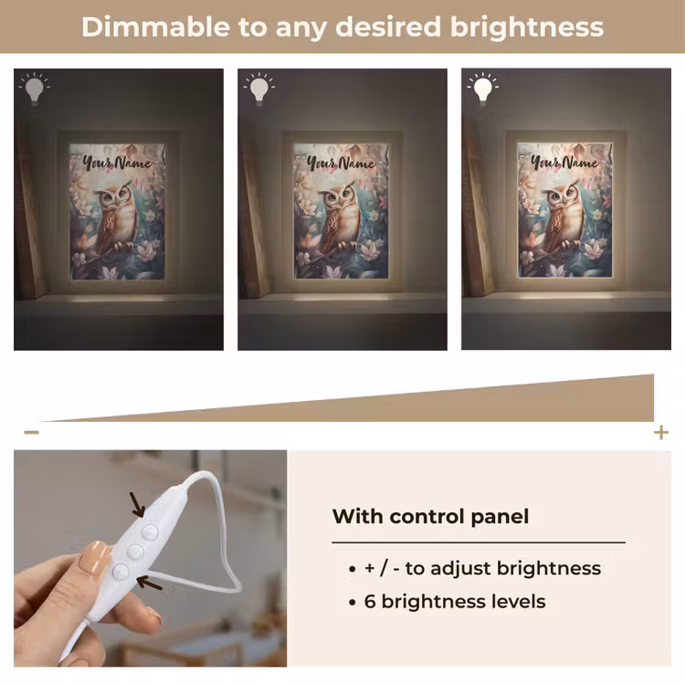 Uil - Bos - Bloemen - Vlinders Light Box met kabel (Kinderlampje) klein -USP_dimbaarEN