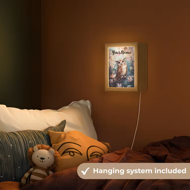 Uil - Bos - Bloemen - Vlinders Light Box met kabel (Kinderlampje) klein -sfeer5_kind_EN