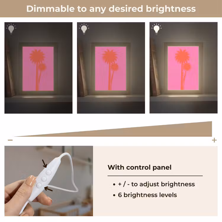Palmbomen - Modern - Roze Light Box met kabel (Kinderlampje) klein -USP_dimbaarEN