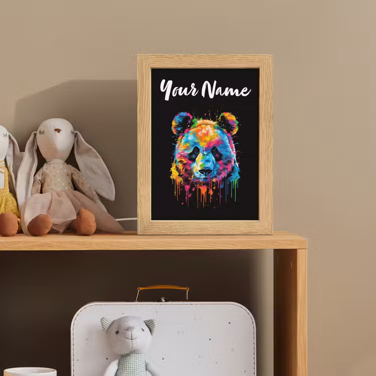 Panda - Dieren - Kleur - Verf - Zwart Light Box met kabel (Kinderlampje) klein -sfeer2_kind