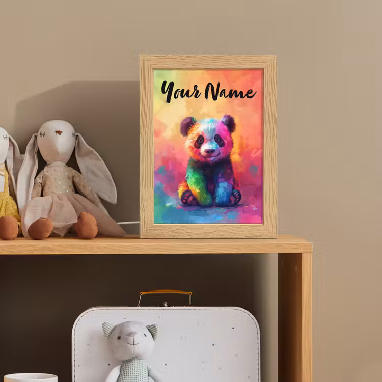 Panda - Dieren - Kleurrijk - Neon Light Box met kabel (Kinderlampje) klein -sfeer2_kind
