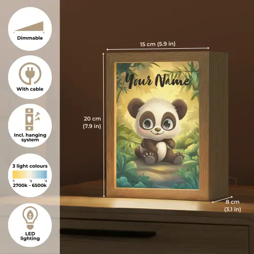 Panda - Bamboebos - Groen Light Box met kabel (Kinderlampje) klein -USP_EN