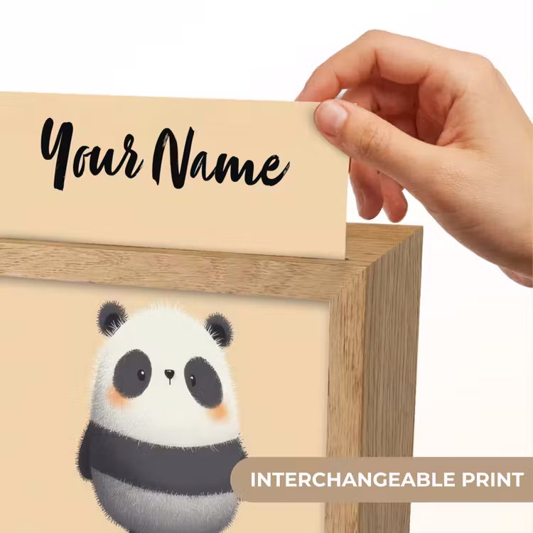 Panda - Beige - Minimalistisch Light Box met kabel (Kinderlampje) klein -USP_websiteprintEN