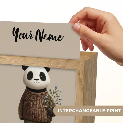 Panda - Blauwe bloemen - Zachtheid Light Box met kabel (Kinderlampje) klein -USP_websiteprintEN