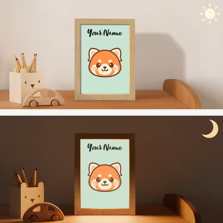 Panda - Groen - Cartoon Light Box met kabel (Kinderlampje) klein -sfeer3_kind
