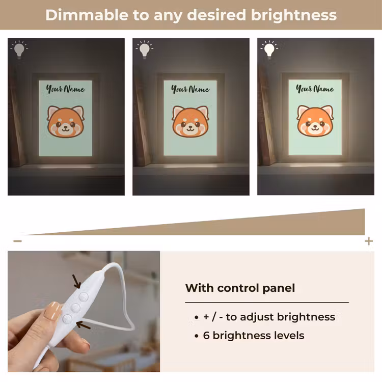 Panda - Groen - Cartoon Light Box met kabel (Kinderlampje) klein -USP_dimbaarEN