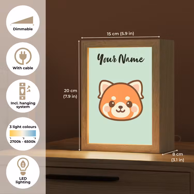 Panda - Groen - Cartoon Light Box met kabel (Kinderlampje) klein -USP_EN