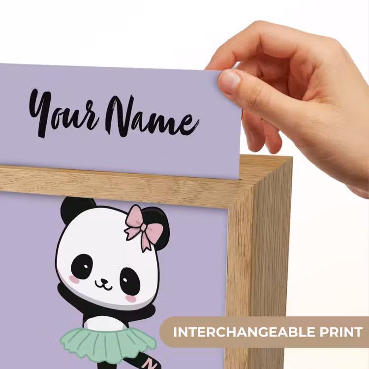 Panda - Paars - Strikje - Kawaii Light Box met kabel (Kinderlampje) klein -USP_websiteprintEN