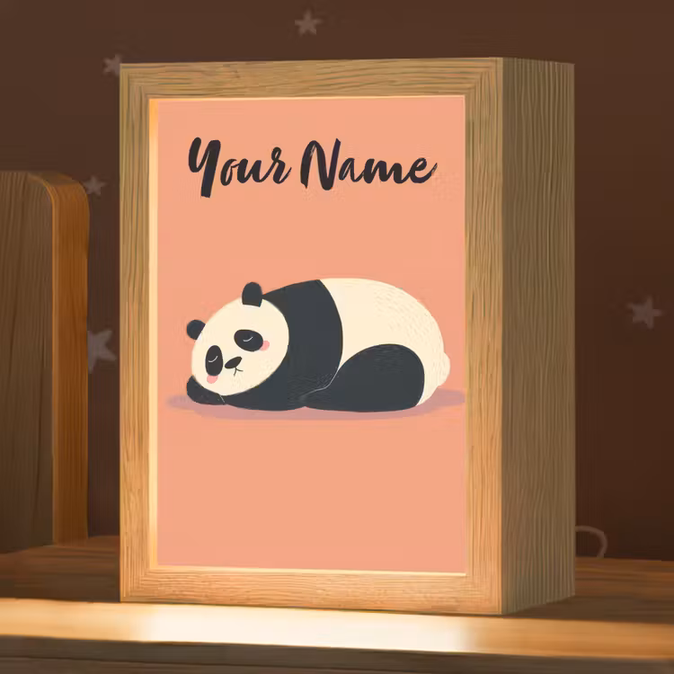 Panda - Slaap - Oranje Light Box met kabel (Kinderlampje) klein -zzz_3d_website