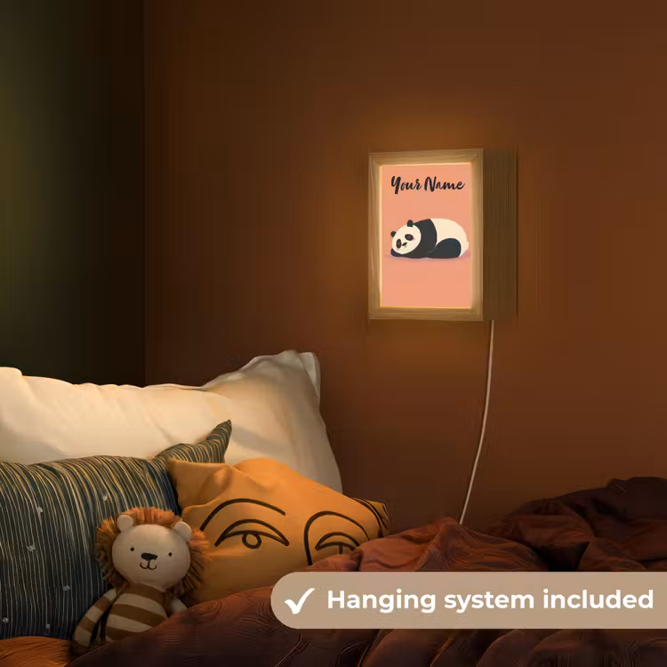 Panda - Slaap - Oranje Light Box met kabel (Kinderlampje) klein -sfeer5_kind_EN