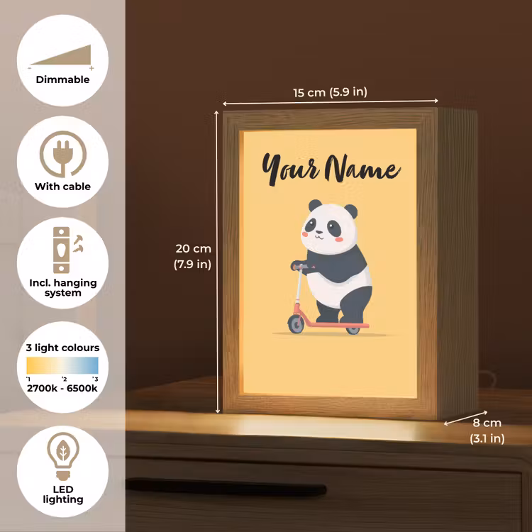 Panda - Step - Geel Light Box met kabel (Kinderlampje) klein -USP_EN