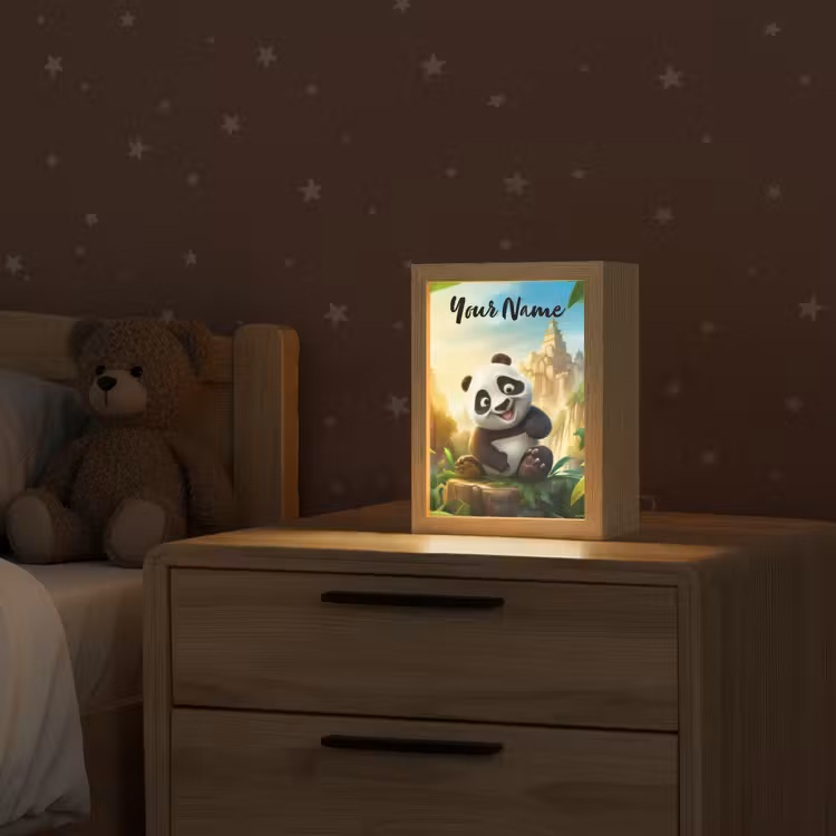 Panda - Wilde dieren - Jungle - Jongens - Kinderen Light Box met kabel (Kinderlampje) klein -sfeer1_kind