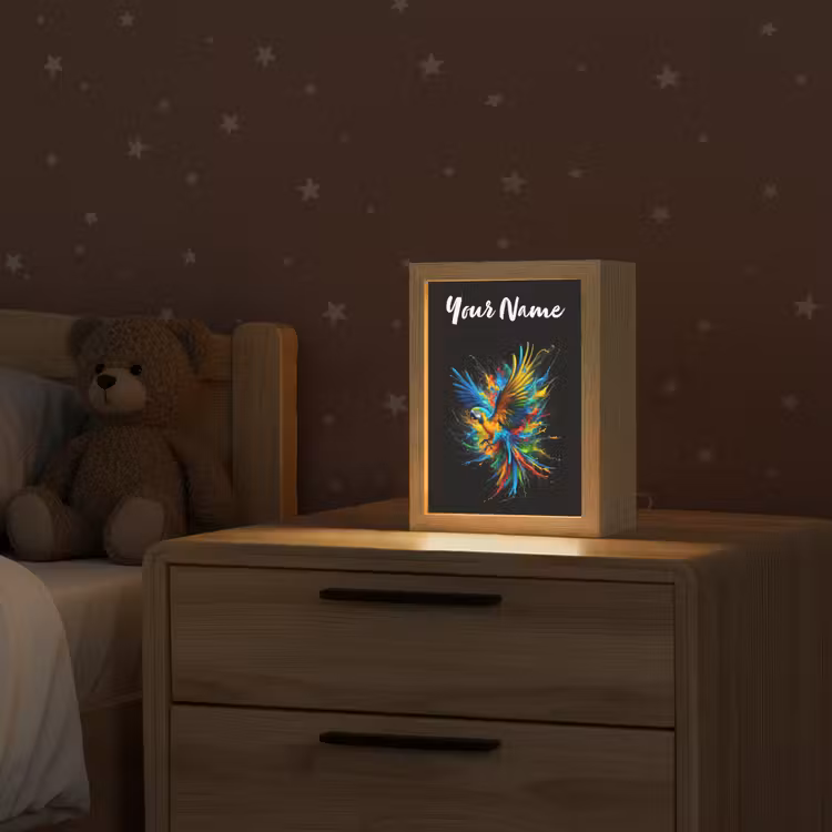 Papegaai - Vogel - Dier - Kleurrijk - Verf Light Box met kabel (Kinderlampje) klein -sfeer1_kind