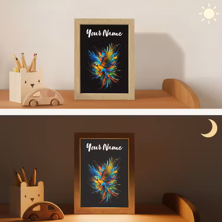 Papegaai - Vogel - Dier - Kleurrijk - Verf Light Box met kabel (Kinderlampje) klein -sfeer3_kind