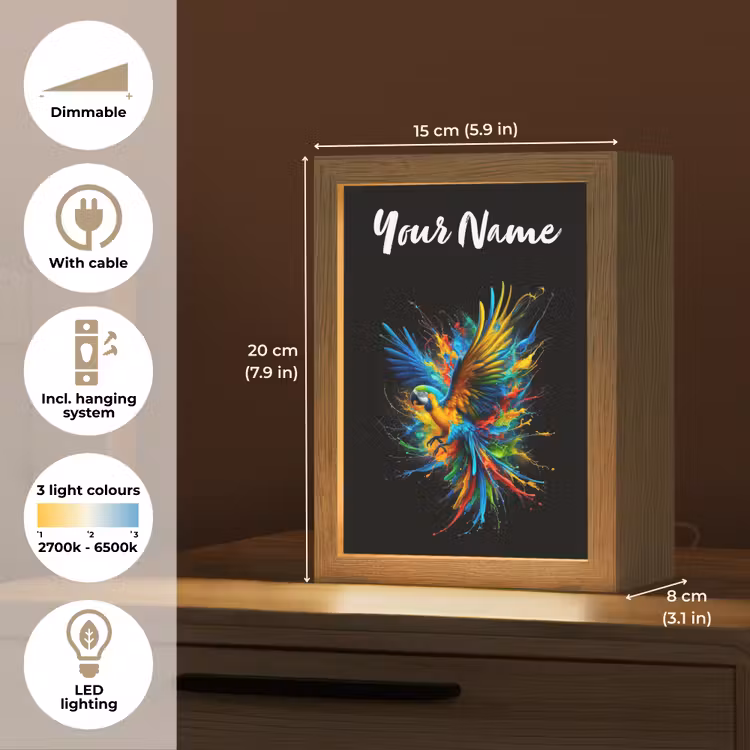 Papegaai - Vogel - Dier - Kleurrijk - Verf Light Box met kabel (Kinderlampje) klein -USP_EN
