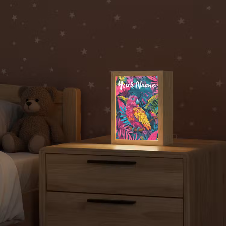 Papegaai - Tropisch - Jungle - Kleurrijk Light Box met kabel (Kinderlampje) klein -sfeer1_kind