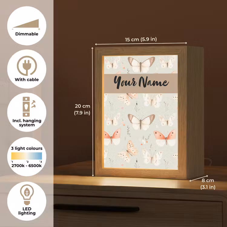 Patroon - Vlinders - Sierlijk - Bloemen Light Box met kabel (Kinderlampje) klein -USP_EN