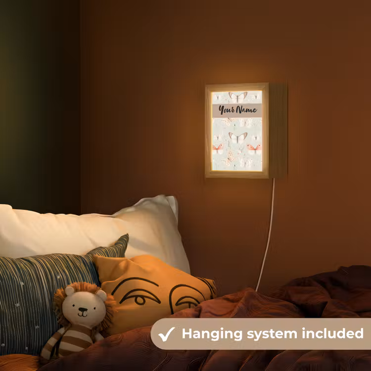 Patroon - Vlinders - Sierlijk - Bloemen Light Box met kabel (Kinderlampje) klein -sfeer5_kind_EN