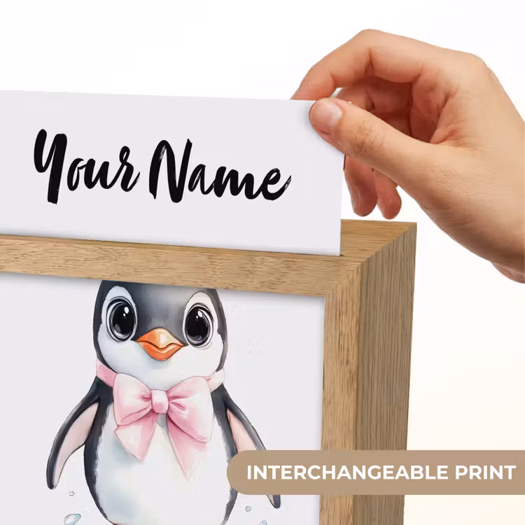 Pinguïn - Strikje - Roze - Dier Light Box met kabel (Kinderlampje) klein -USP_websiteprintEN
