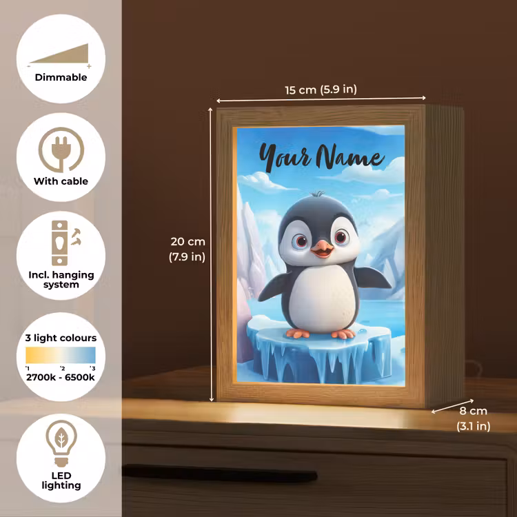 Pinguïn - Meisjes - Pooldieren - Kinderen Light Box met kabel (Kinderlampje) klein -USP_EN