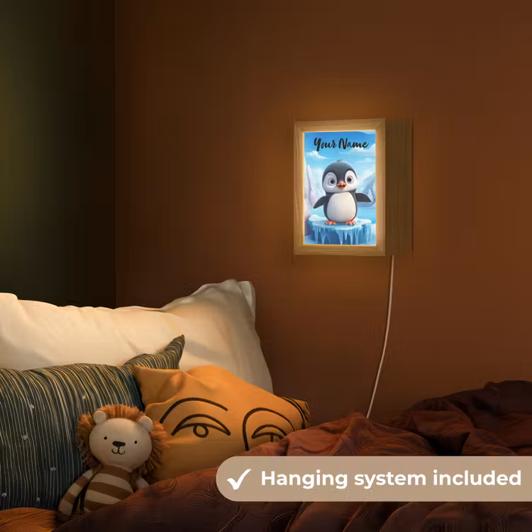 Pinguïn - Meisjes - Pooldieren - Kinderen Light Box met kabel (Kinderlampje) klein -sfeer5_kind_EN