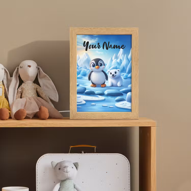 Pinguïn - IJsbeer - IJs - Sneeuw Light Box met kabel (Kinderlampje) klein -sfeer2_kind