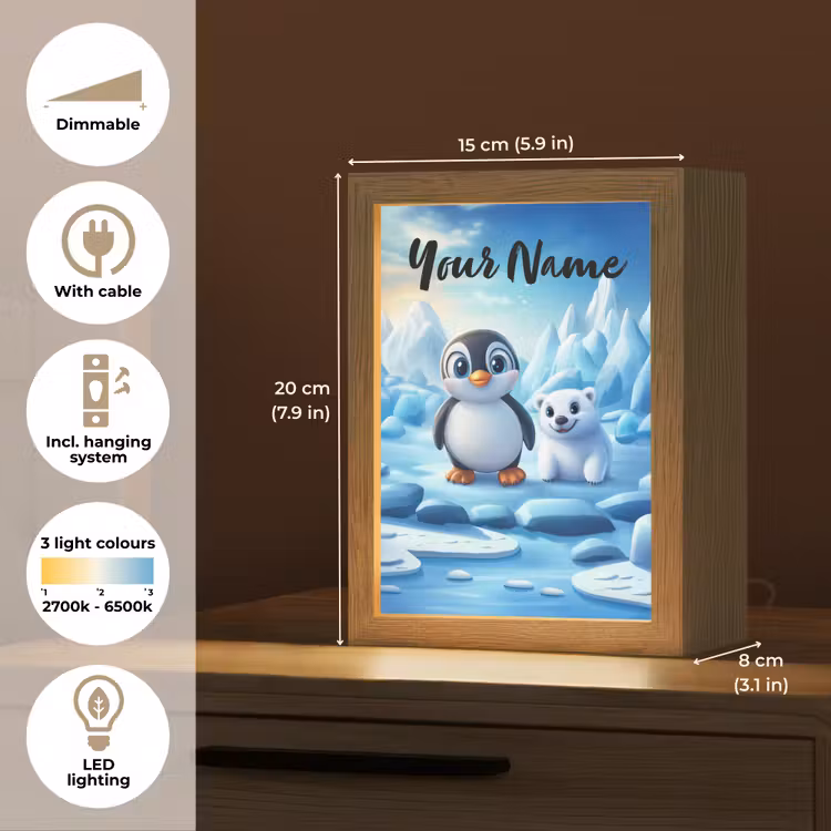 Pinguïn - IJsbeer - IJs - Sneeuw Light Box met kabel (Kinderlampje) klein -USP_EN