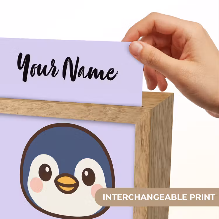Pinguïn - Paars - Minimalistisch - Blosjes Light Box met kabel (Kinderlampje) klein -USP_websiteprintEN