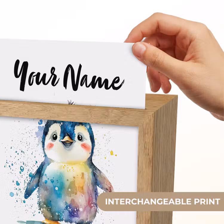 Pinguïn - Regenboog - Waterverf - Dieren - Kinderen Light Box met kabel (Kinderlampje) klein -USP_websiteprintEN