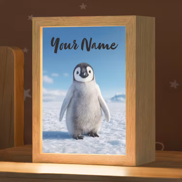 Pinguïn - Sneeuw - Landschap - Wit Light Box met kabel (Kinderlampje) klein -zzz_3d_website