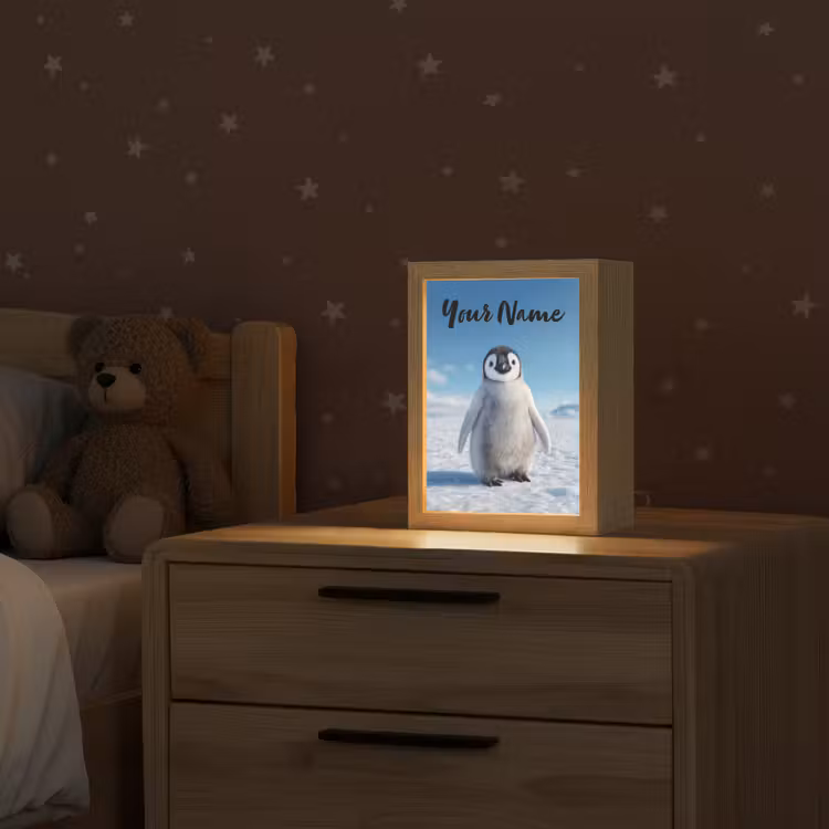 Pinguïn - Sneeuw - Landschap - Wit Light Box met kabel (Kinderlampje) klein -sfeer1_kind
