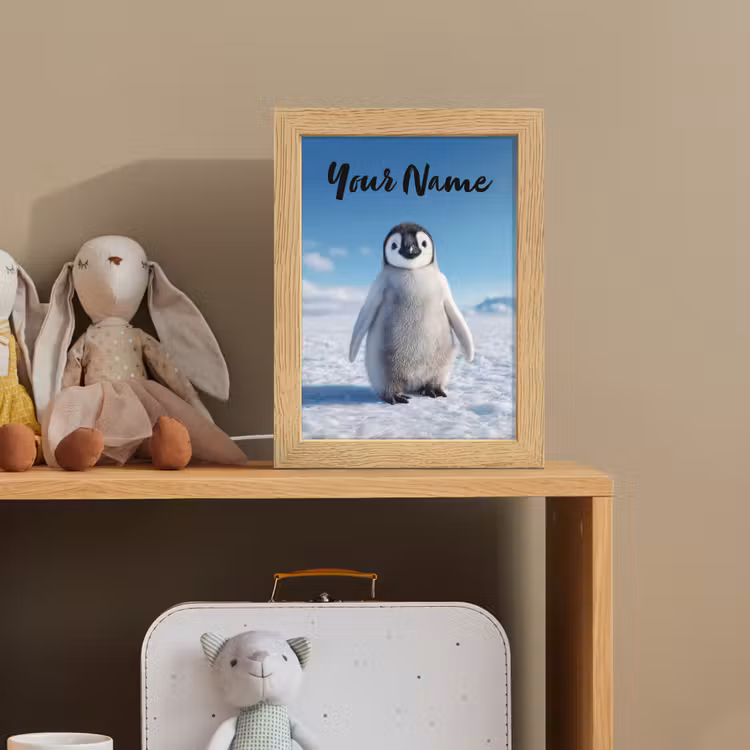 Pinguïn - Sneeuw - Landschap - Wit Light Box met kabel (Kinderlampje) klein -sfeer2_kind