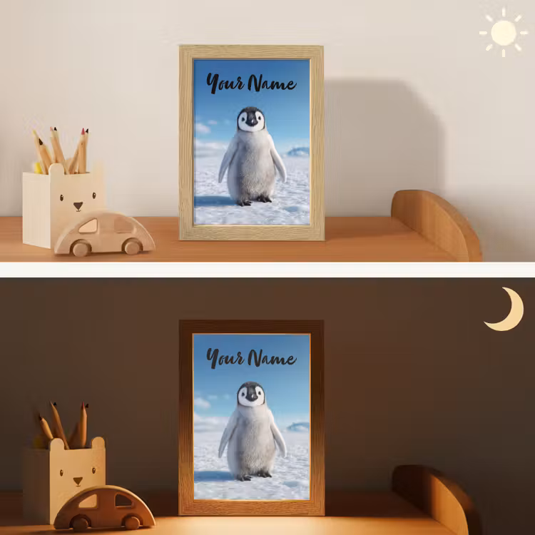 Pinguïn - Sneeuw - Landschap - Wit Light Box met kabel (Kinderlampje) klein -sfeer3_kind