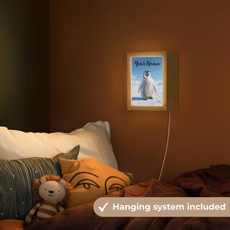 Pinguïn - Sneeuw - Landschap - Wit Light Box met kabel (Kinderlampje) klein -sfeer5_kind_EN