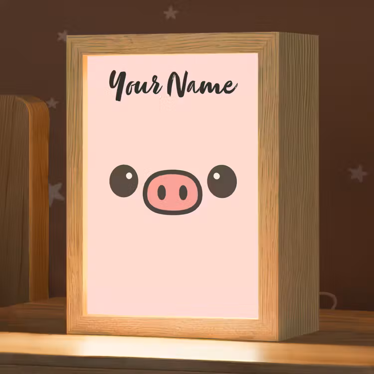 Varken - Roze - Minimalistisch Light Box met kabel (Kinderlampje) klein -zzz_3d_website