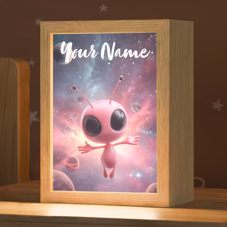 Roze - Alien - Planeten - Ruimte Light Box met kabel (Kinderlampje) klein -zzz_3d_website