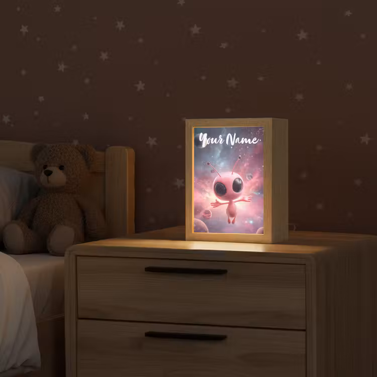 Roze - Alien - Planeten - Ruimte Light Box met kabel (Kinderlampje) klein -sfeer1_kind