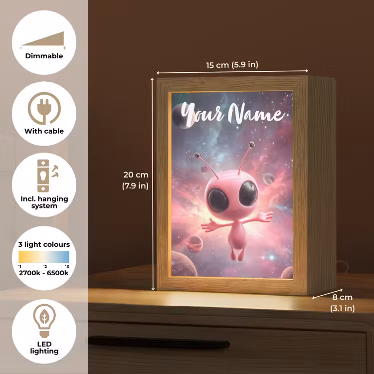 Roze - Alien - Planeten - Ruimte Light Box met kabel (Kinderlampje) klein -USP_EN