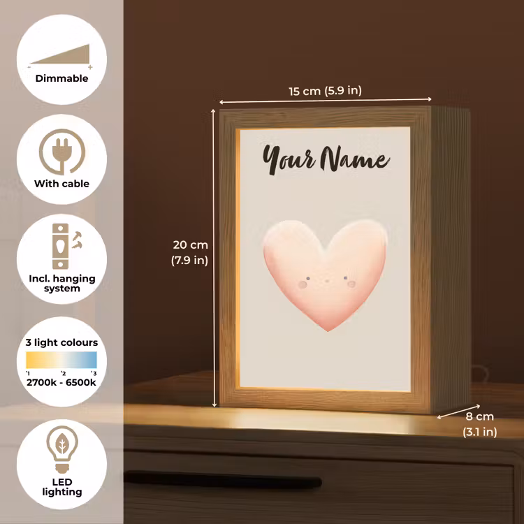 Roze - Hart - Gezichtje - Blosjes Light Box met kabel (Kinderlampje) klein -USP_EN