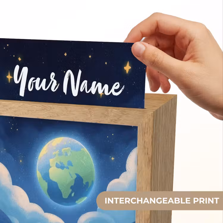 Planeet - Wolken - Sterren - Blauw Light Box met kabel (Kinderlampje) klein -USP_websiteprintEN