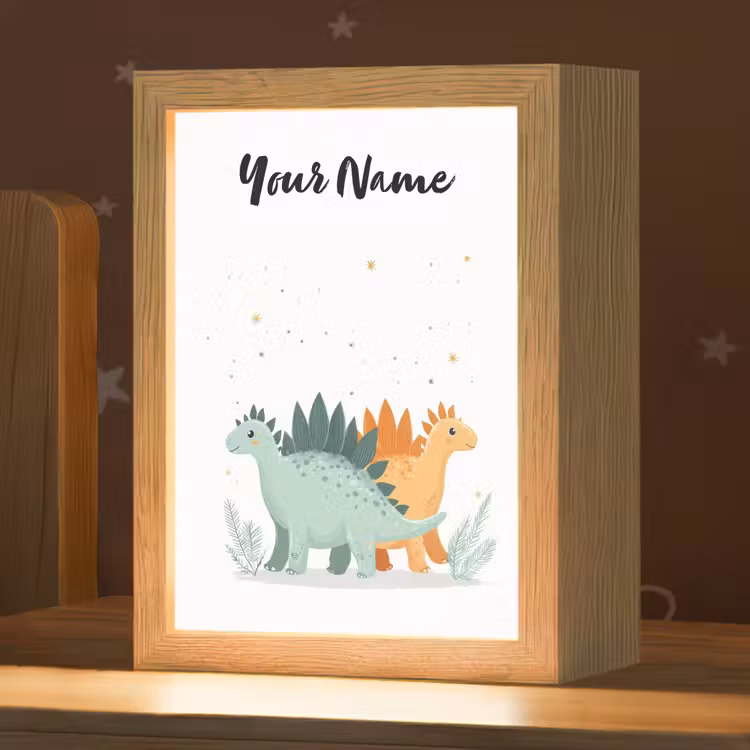 Planten - Sterren - Dinosaurussen - Oranje Light Box met kabel (Kinderlampje) klein -zzz_3d_website