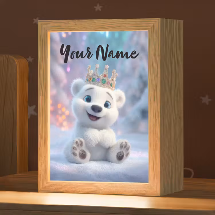 Ijsbeer - Kroon - Winter Light Box met kabel (Kinderlampje) klein -zzz_3d_website