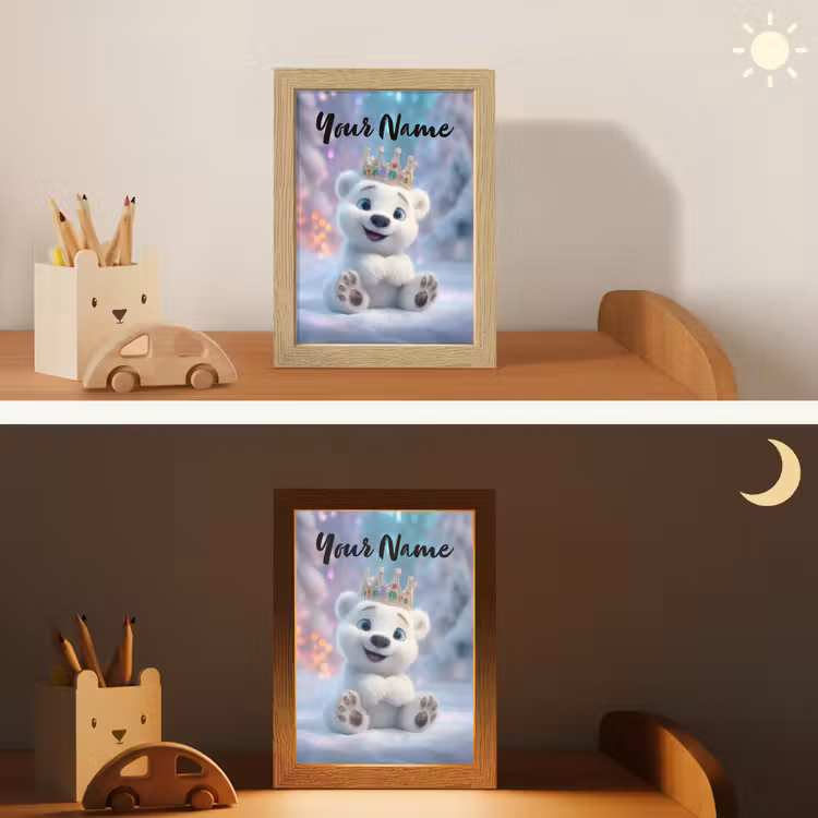 Ijsbeer - Kroon - Winter Light Box met kabel (Kinderlampje) klein -sfeer3_kind