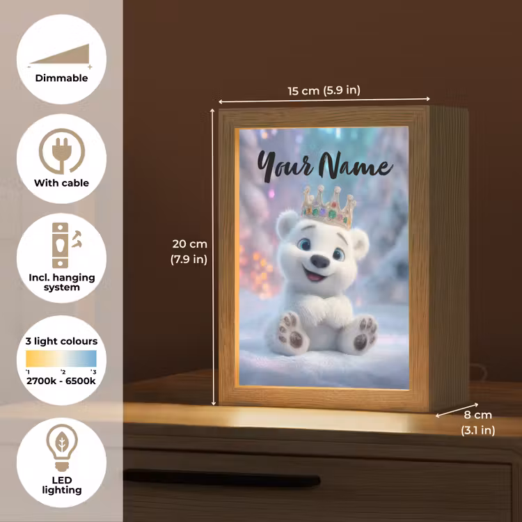 Ijsbeer - Kroon - Winter Light Box met kabel (Kinderlampje) klein -USP_EN