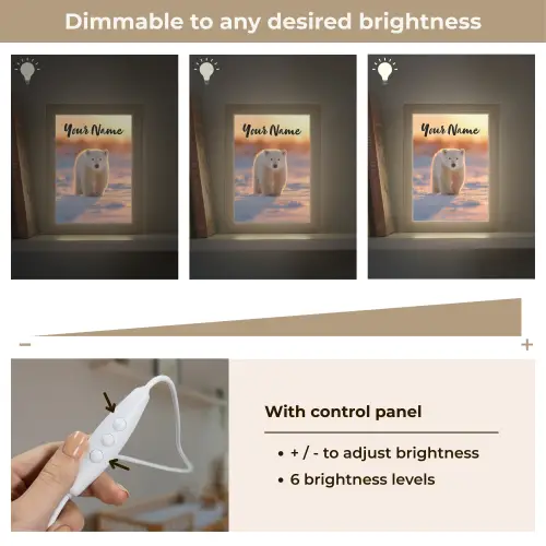 Ijsbeer - Sneeuw - Zonsopgang Light Box met kabel (Kinderlampje) klein -USP_dimbaarEN