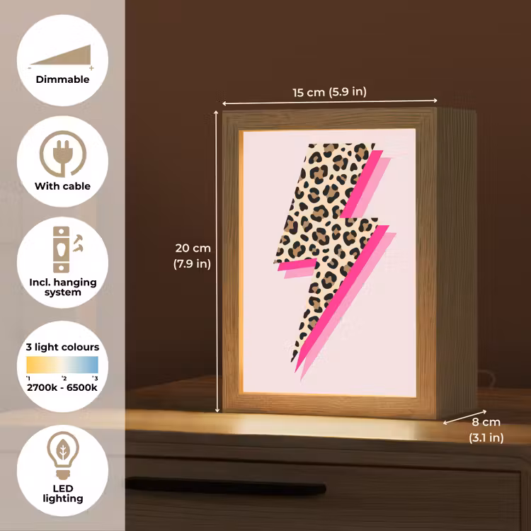 Stippen - Roze - Bliksem Light Box met kabel (Kinderlampje) klein -USP_EN