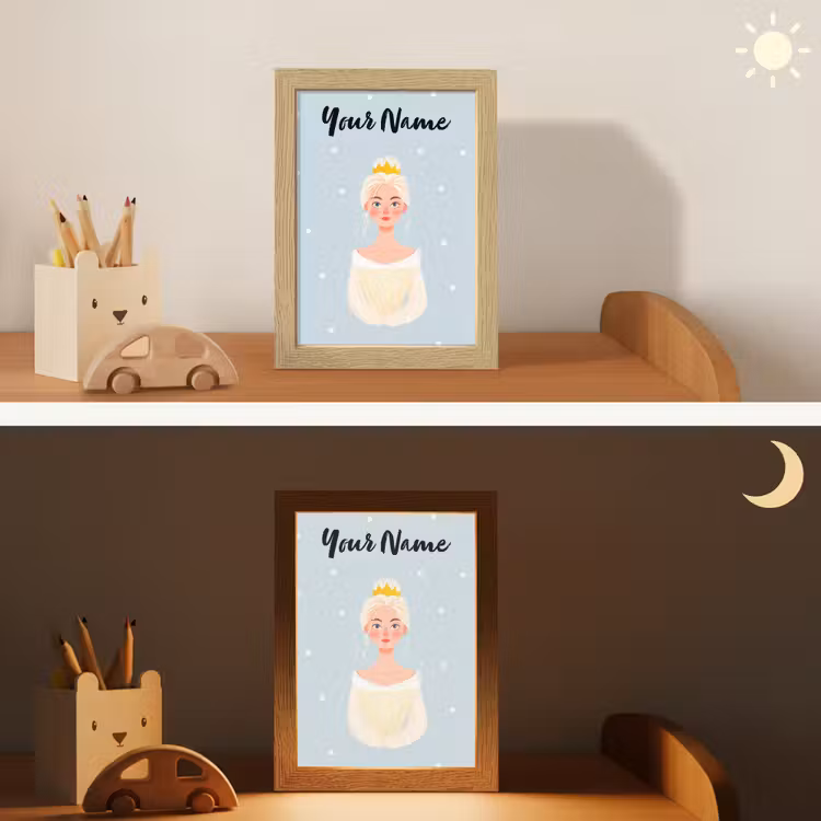 Stippen - Prinses - Kroon - Blond Light Box met kabel (Kinderlampje) klein -sfeer3_kind