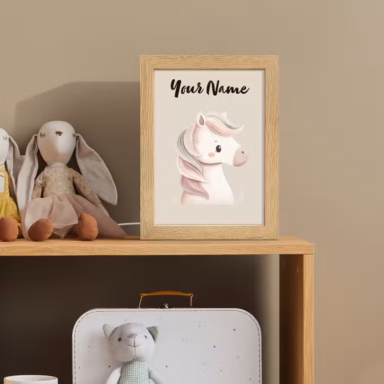 Pony - Beige - Manen - Pastel Light Box met kabel (Kinderlampje) klein -sfeer2_kind