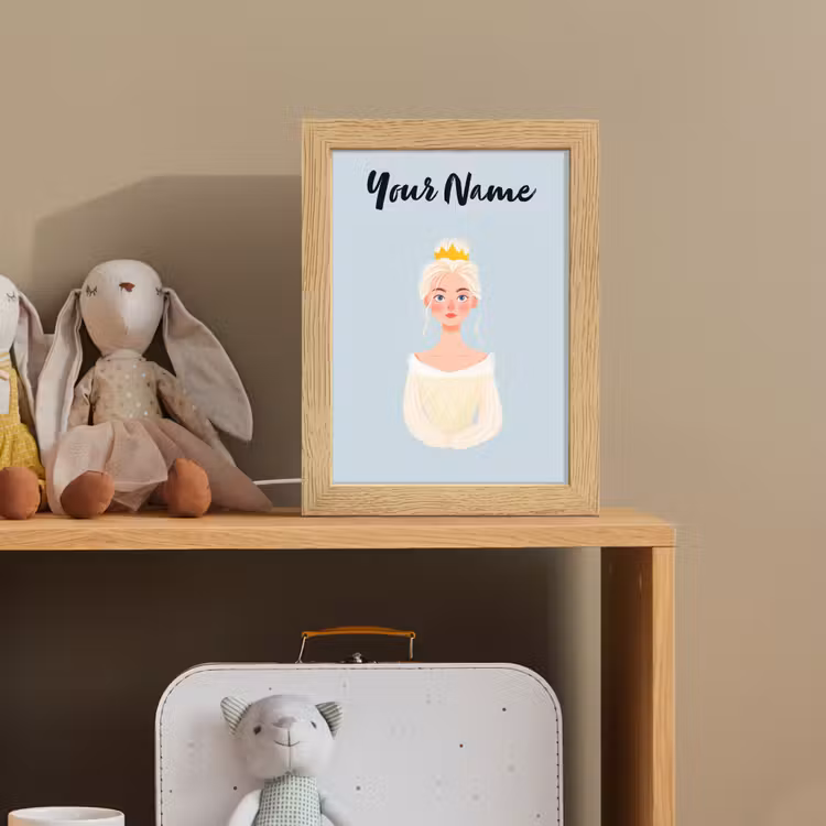 Prinses - Blond - Kroon - Minimalistisch Light Box met kabel (Kinderlampje) klein -sfeer2_kind